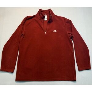 The North Face Mens Pullover TKA 100 Fleece Quarter Zip Red Sweater Large